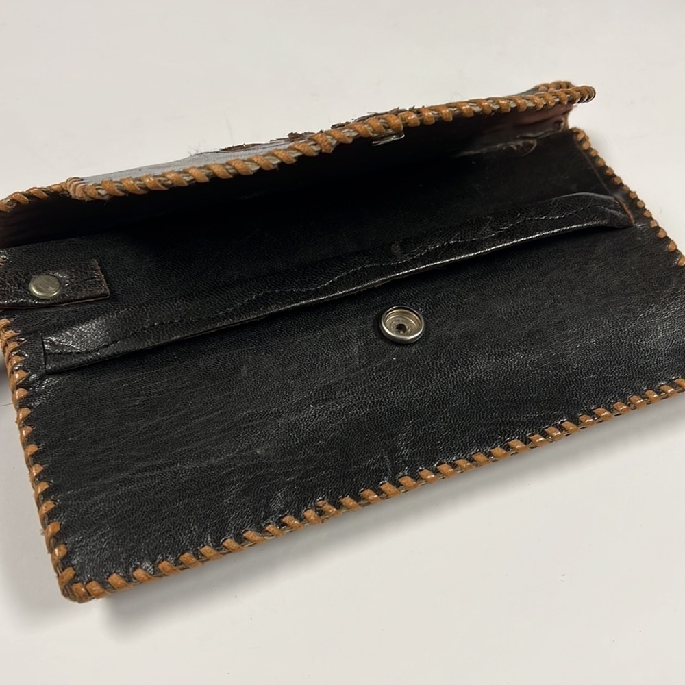 Handtooled Leather And Python Wristlet Clutch - image 7